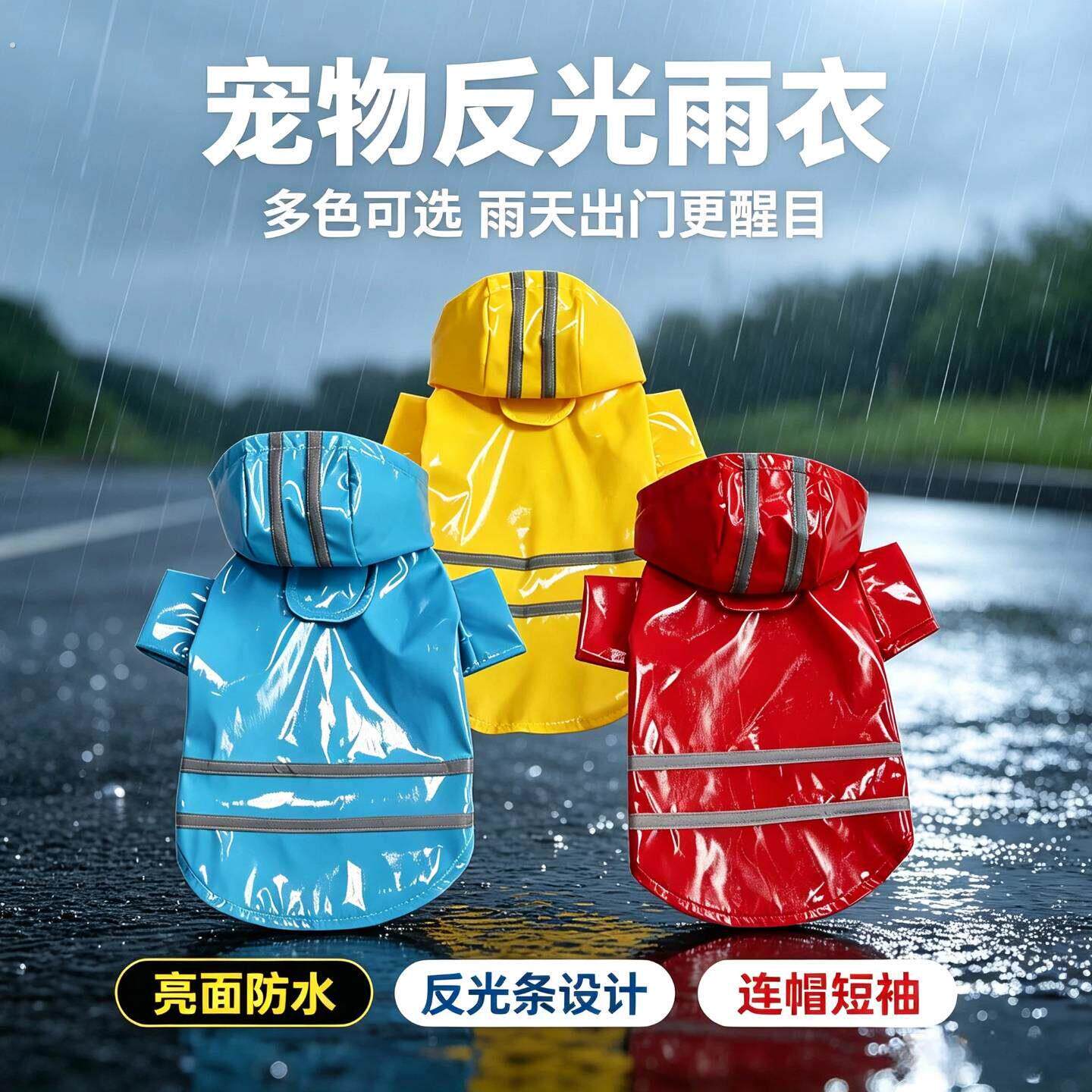 宠物用品猫咪贵宾法斗泰迪狗狗衣服多色可选狗雨衣两脚反光条雨衣