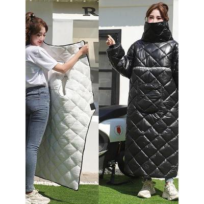 电动车挡风衣骑行保暖摩托车挡风被亲子后座带小孩防风罩加羊羔绒