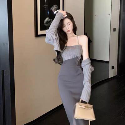 2025年秋冬季新款洋气网红小香风辣妹毛衣搭配半身裙子两件套装女