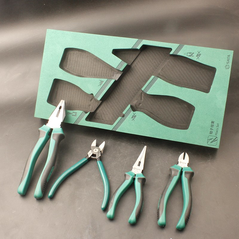 世达4件常用钳子09912A钢丝钳斜口钳尖嘴钳70101A/70202A/70303A