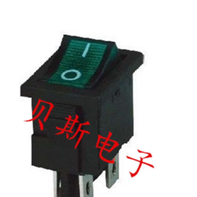 绿色船型开关KCD1-104 4脚2档带灯 翘板电源开关6A/250V