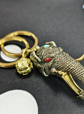 纯白铜大象钥匙扣白铜象神挂件腰饰箱包背包饰品快挂扣挂件钥匙链