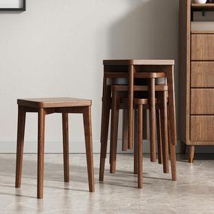 客厅全实木凳子可叠放家用方凳板凳木椅子吃饭木头凳子简约四脚凳