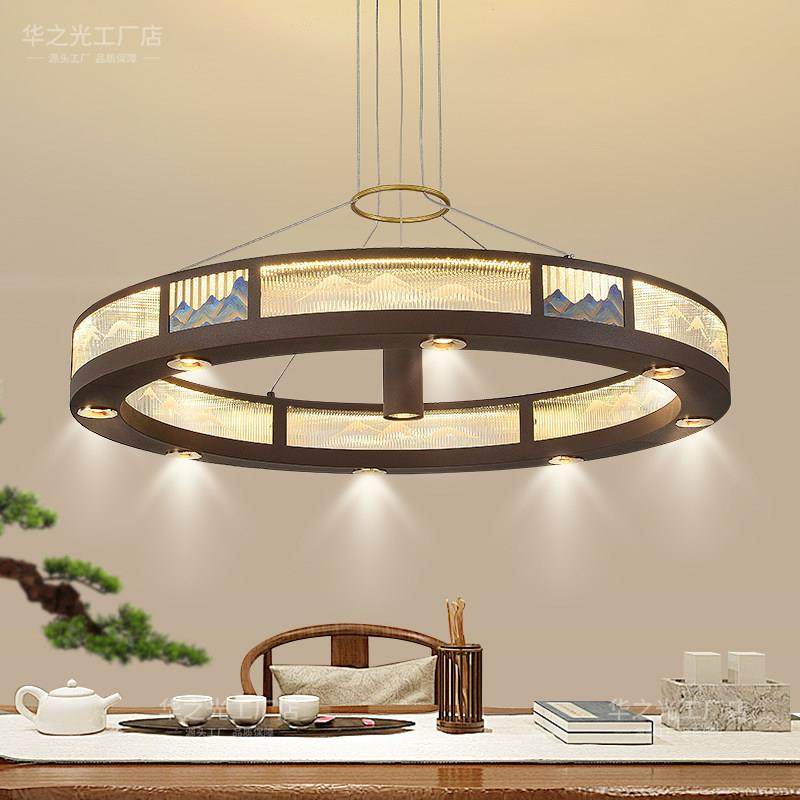 新中式圆桌餐厅吊灯2024新款客厅灯LED饭店会所包厢吊灯带射灯,家装灯饰光源,酒店/宴会厅/餐饮吊灯,淘宝优惠券,粉丝福利购,淘宝优惠卷