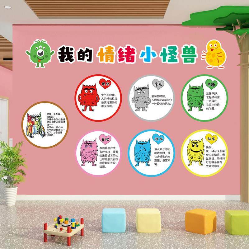幼儿园心理角布置情绪管理小怪兽环创班级文化墙装饰材料成品墙贴,家居饰品,软装墙贴,淘宝优惠券,粉丝福利购,淘宝优惠卷