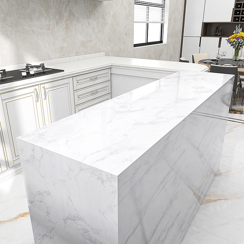 吧台贴纸翻新桌面改色改造前台收银台贴纸加厚仿大理石纹贴纸自粘