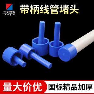 PVC电线管堵头管帽20 25保护帽线管加厚外堵防尘塞白蓝色带柄堵头