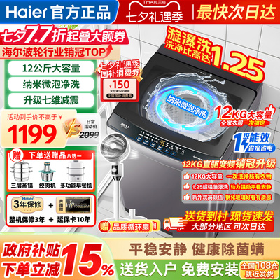 海尔洗衣机全自动家用波轮12公斤