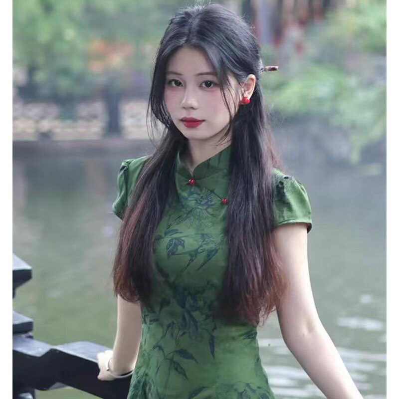 【丹青客】新中式提花改良旗袍女春气质复古短袖连衣裙