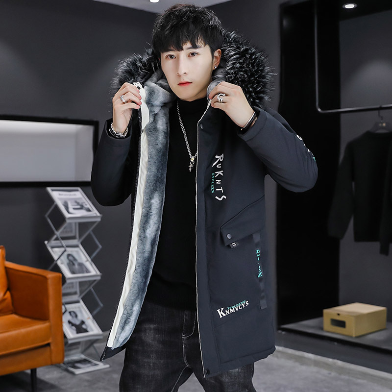 加绒加厚男士中长款棉服潮流派克服棉衣冬季男装夹克2025新款棉袄