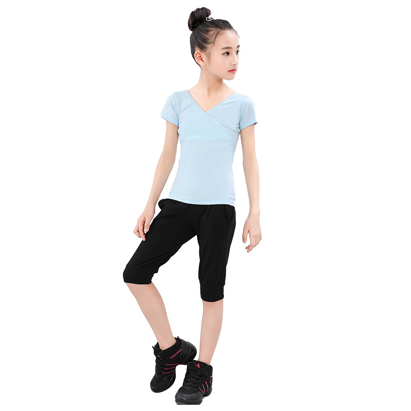 2025新款儿童舞蹈服拉丁舞跳舞衣服装女童练功服短袖套装夏季女孩