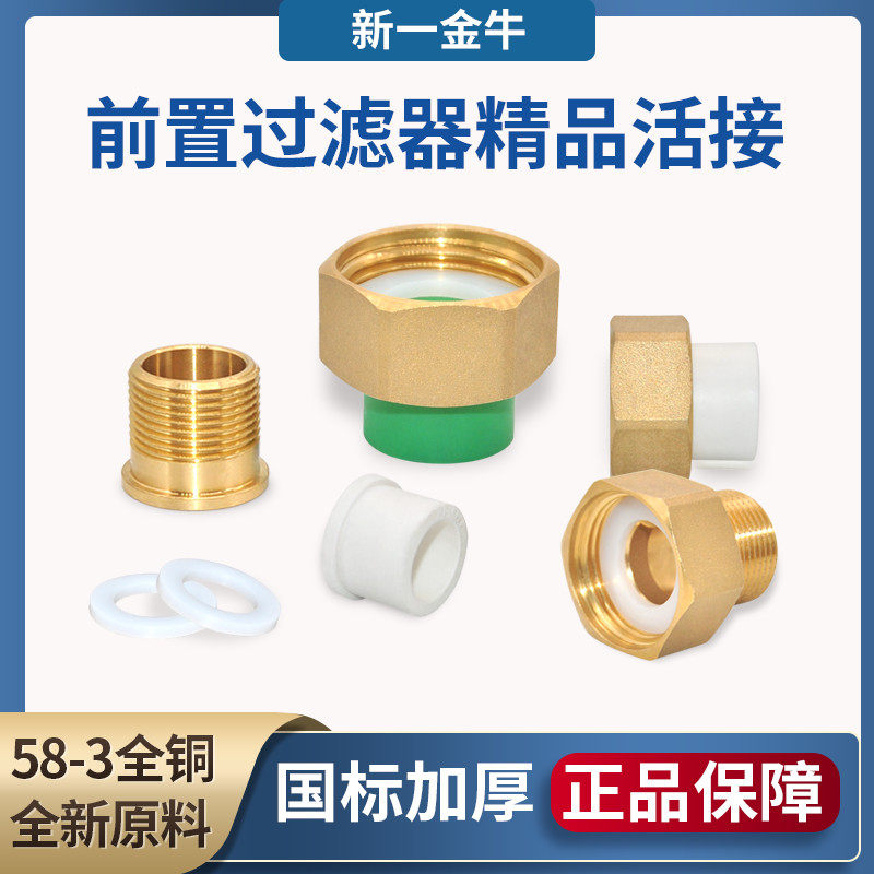 纯铜前置过滤器活接头1寸转4分PPR热熔活接6分直通异径活接头变径