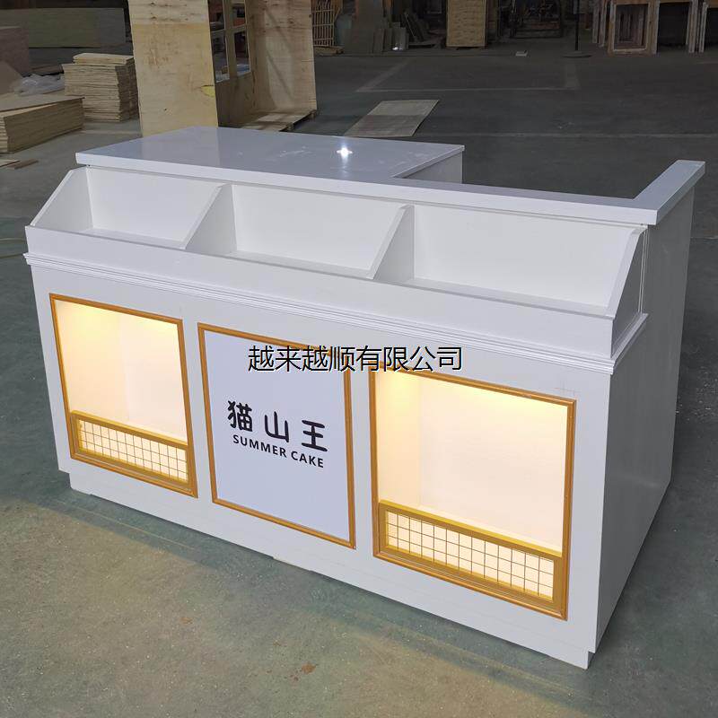 新款现货白色面包店收银台前台接待台蛋糕店柜台烤漆吧台支持定制