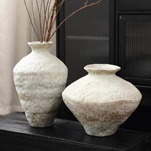 侘寂风陶瓷花瓶山归来干燥花插花器客厅民宿装饰摆饰新中式覆古陶