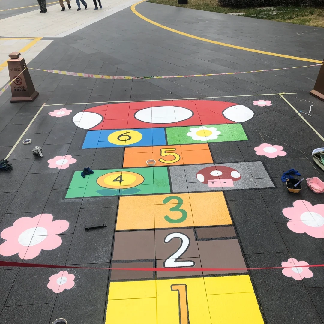 学校地面游戏彩绘刷漆模板地面跳房子雕刻模版模板图定制加工厂家