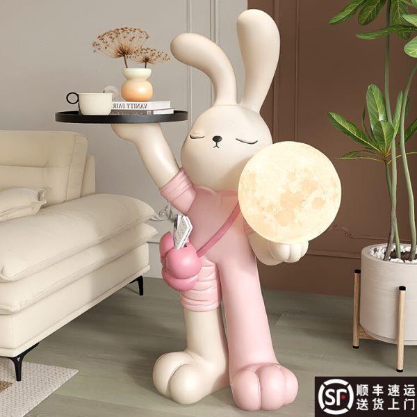 高级感兔子大型客厅落地摆件装饰品电视柜旁沙发边几灯乔迁礼物