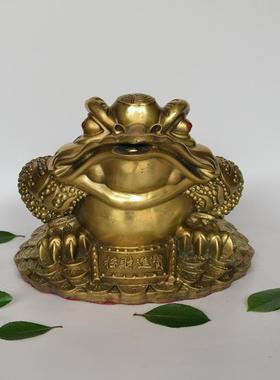 铜金蟾纯铜工艺品黄铜金蟾蜍三足蟾家居装饰品摆件长20-30cm