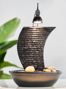 一帆风顺风水轮装饰帆船喷泉流水公司开业现代循环创意摆件超