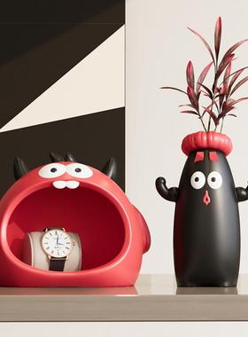 大嘴小怪兽玄关钥匙收纳摆件入户门鞋柜家居桌面装饰品乔迁礼物