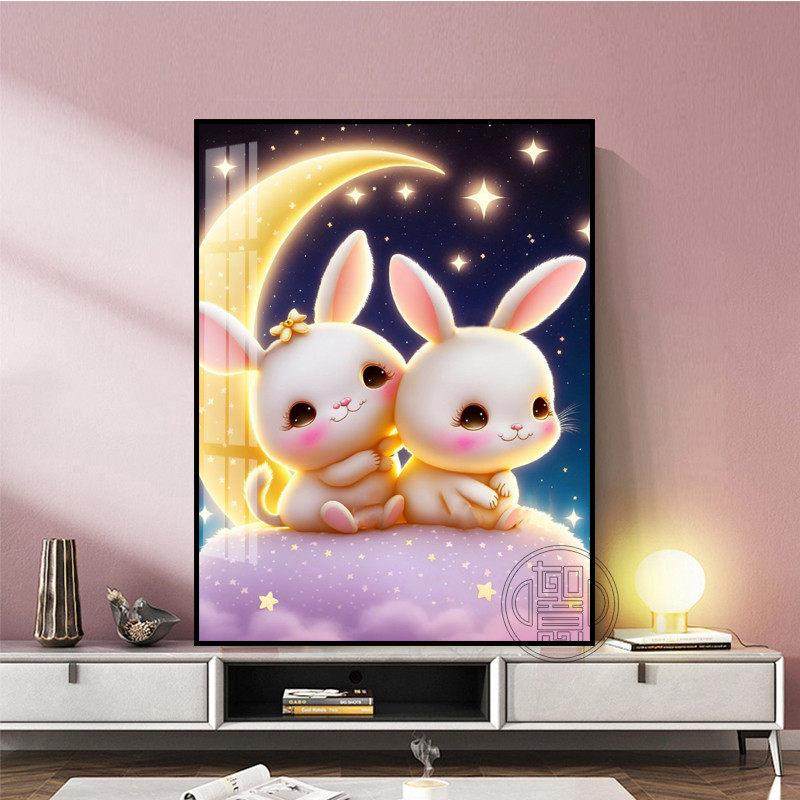 钻石画 画2025新款可爱兔子点钻画 画小学生材料包儿童房贴钻十字,居家布艺,钻石绣,淘宝优惠券,粉丝福利购,淘宝优惠卷