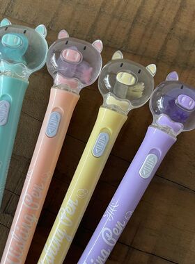 水母笔中性黑笔 水母标本创意带灯发光许愿笔 不消失的真水母