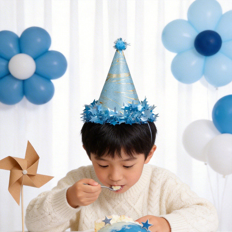 成人儿童星星生日帽蓝色粉色金色派对装饰拍照道具网红生日头饰