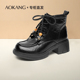 奥康2025秋冬季 靴潮 短靴时装 新款 增高厚底马丁靴女系带英伦风爆款