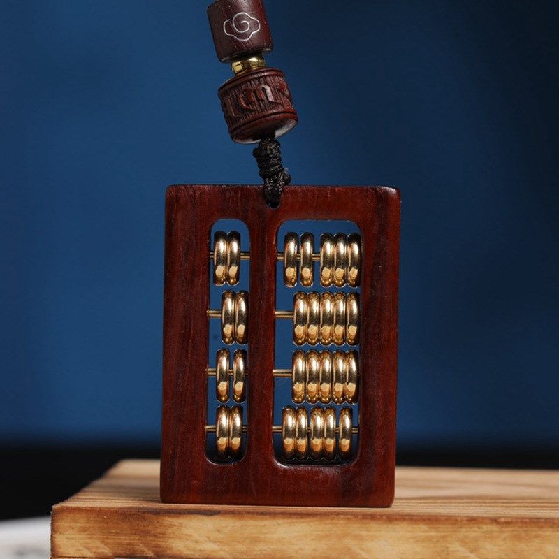天然小叶紫檀木小算盘钥匙扣挂件吊坠复古汽车内挂饰财招礼品
