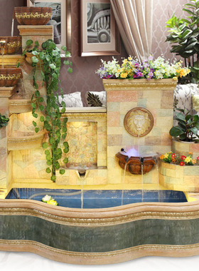 大型欧式假山流水景喷泉鱼池庭院家居客厅阳台落地循环幕生财