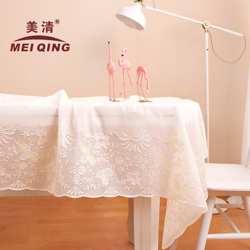 白色台布伸缩折叠桌椭圆形桌布防水防烫餐桌垫蕾丝长椭圆形餐桌布
