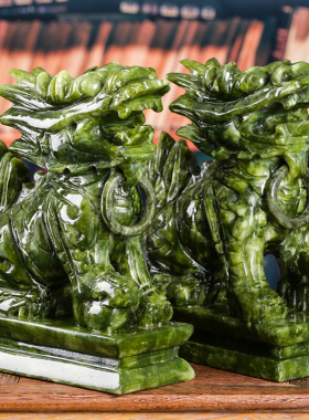 大易坐立麒麟 小南玉麒麟摆设饰品家居客厅办公 业送礼