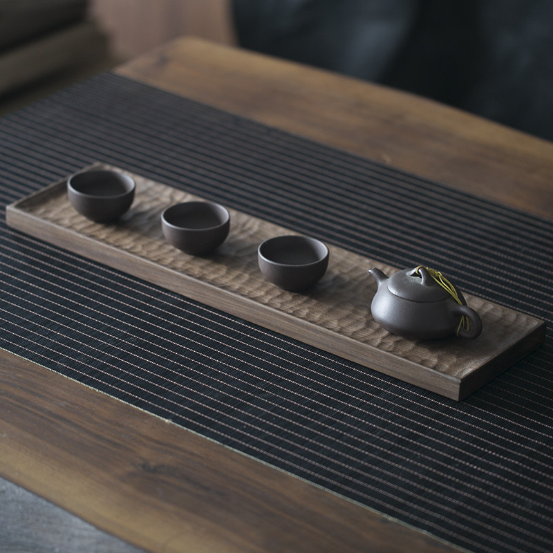 北美端茶盘整块原实木手工长条形茶承细窄款板