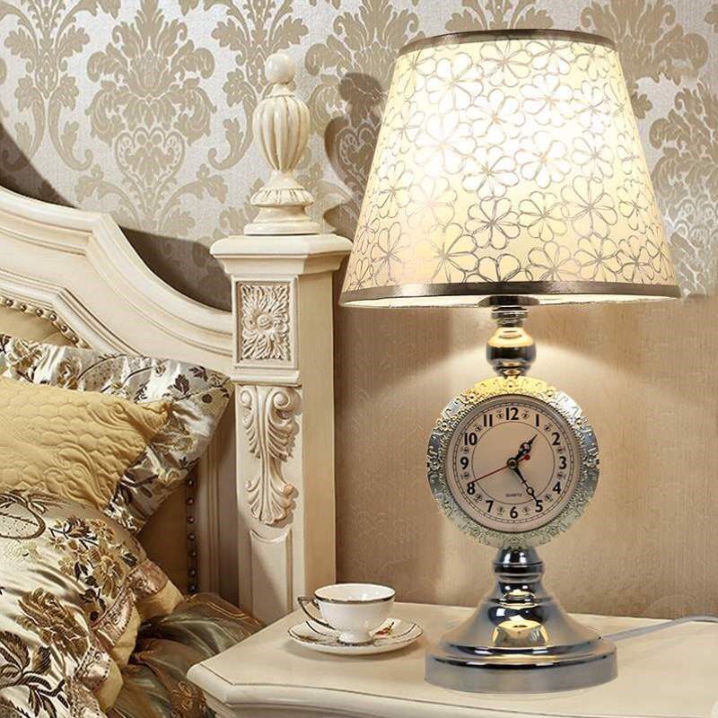 时尚带表床头灯床头柜现代温馨遥控调光创意台灯客厅浪漫卧室