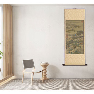十二月令图卷轴挂画新国画复制客厅玄关走廊过道茶楼饰画