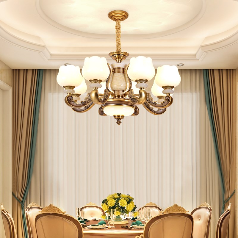 欧式吊灯客厅灯22年新款灯具 复古玉石现代豪华大气9
