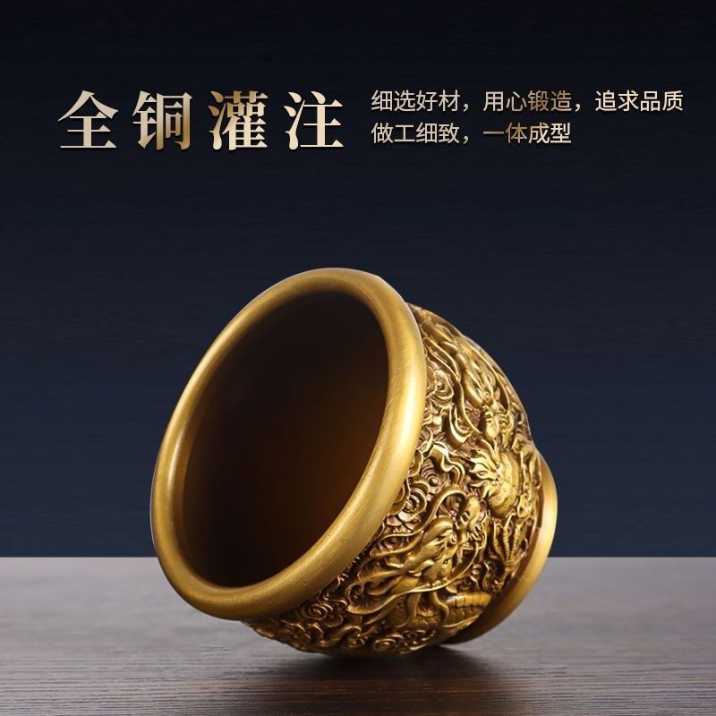 百福铜缸招财进宝聚宝盆纯黄铜米缸家居客厅聚财小铜盆存钱罐,家居饰品,装饰摆件,淘宝优惠券,粉丝福利购,淘宝优惠卷