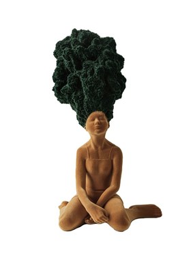 一匚植绒创意小女孩拼色样板间售楼处儿童房客厅人物软装饰品