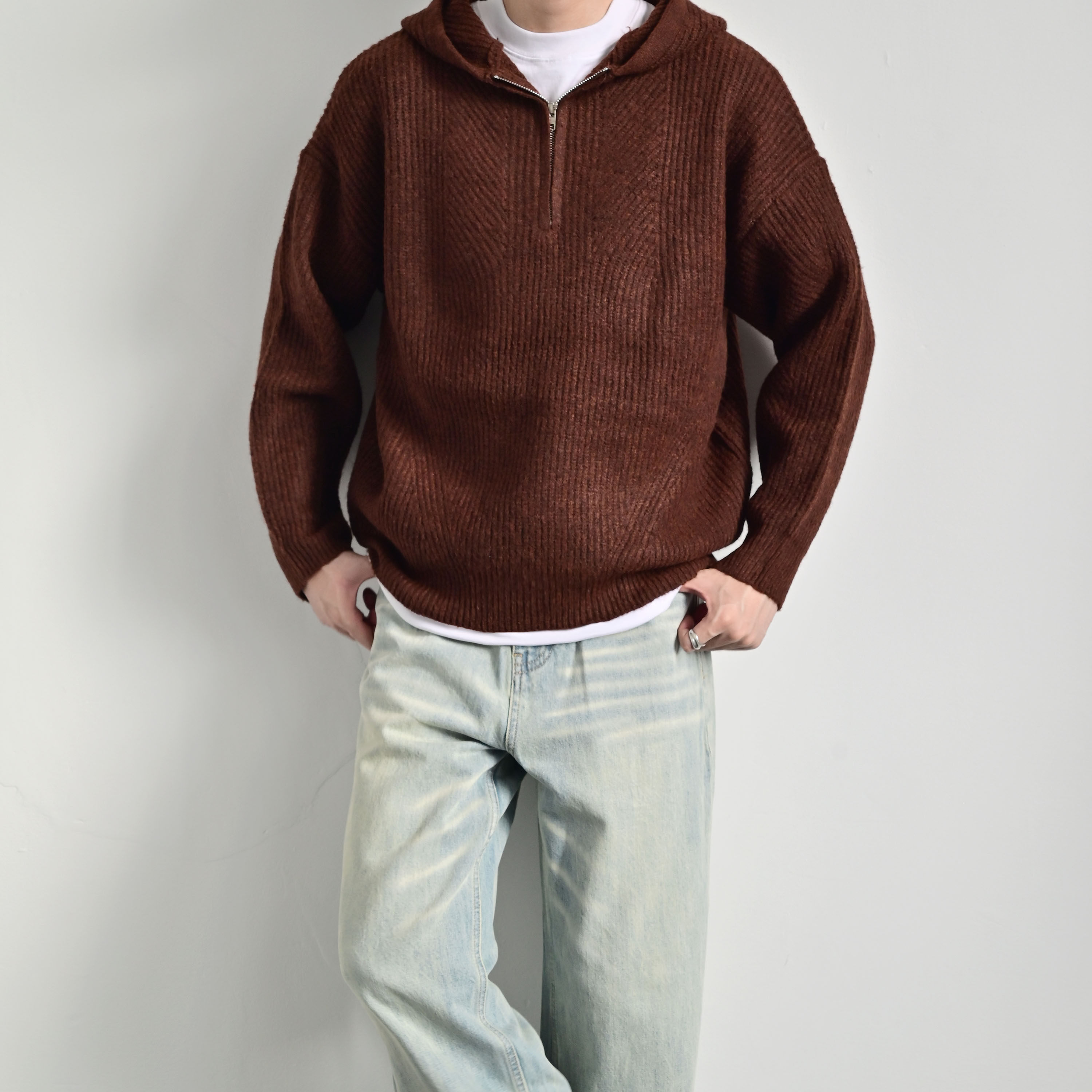 233UNIT美式复古半拉链毛衣
