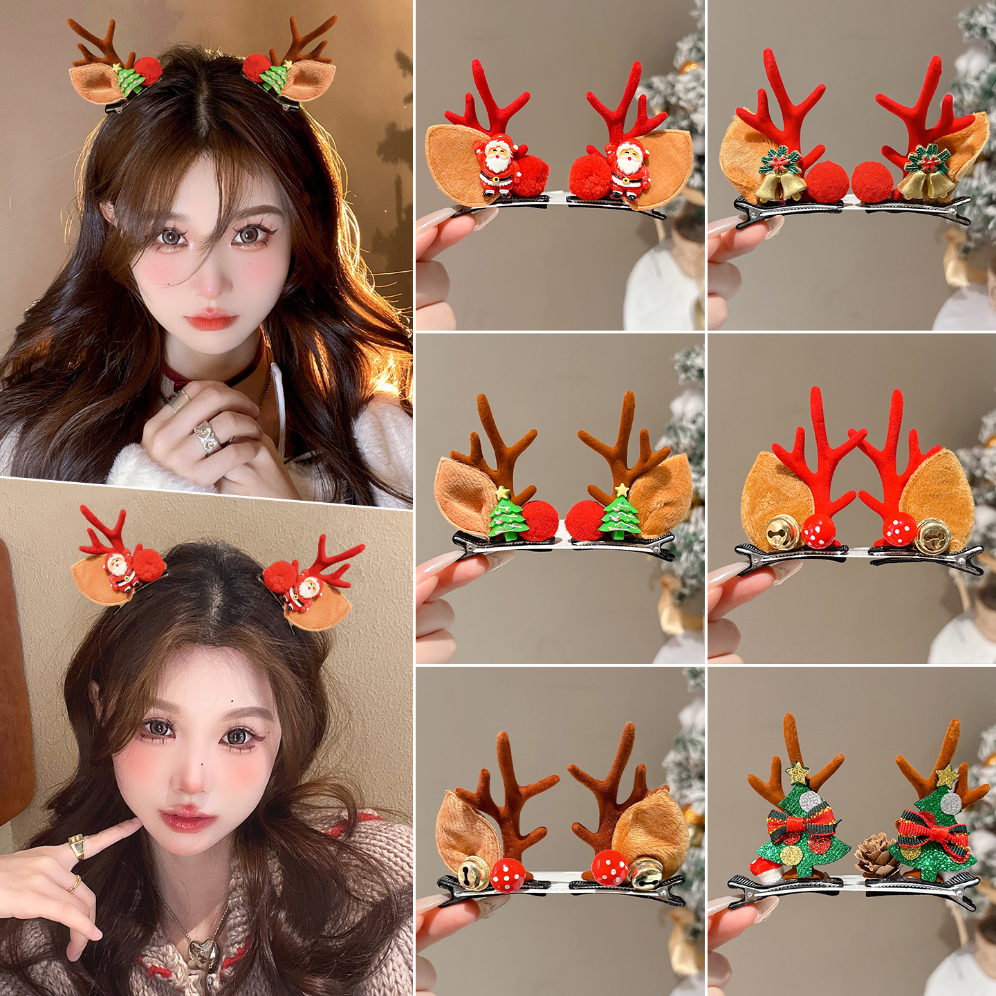 圣诞节鹿角发夹头饰配饰2026新款儿童边夹侧边可爱小夹子发饰礼物