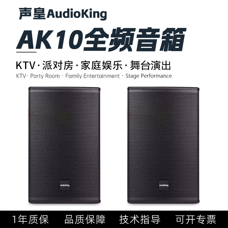 声皇AudioKing AK10音箱专业KTV唱歌卡拉OK酒吧清吧10寸350W一对