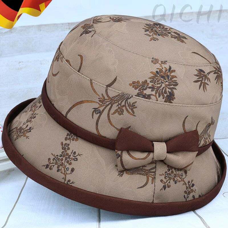 中老年人帽子女春秋天渔夫帽盆帽短檐薄款妈妈布帽防晒老人帽礼帽