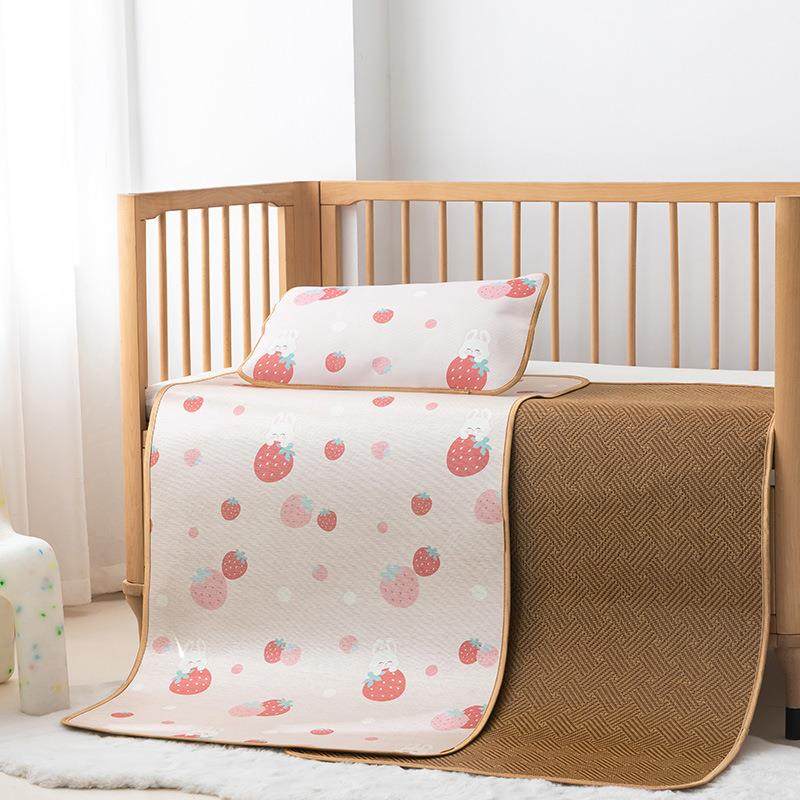 婴儿凉席宝宝小床冰丝席幼儿园午睡垫子夏季双面儿童藤席双面席子