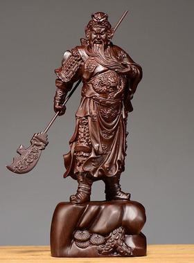 黑檀木雕关公摆件实木武财神客厅佛像家居装饰店铺开业送礼工艺品