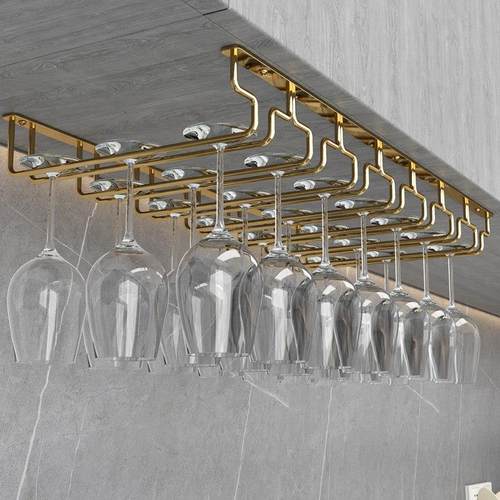 钛合金色304不锈钢酒杯架家用红酒杯架倒挂高脚杯架悬挂酒杯挂架