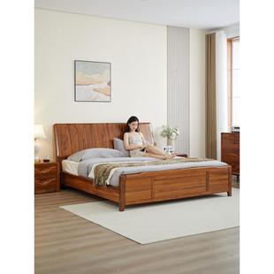 乌金木床全实木主卧双人大床北欧现代中式简约主卧家具1.8米婚床