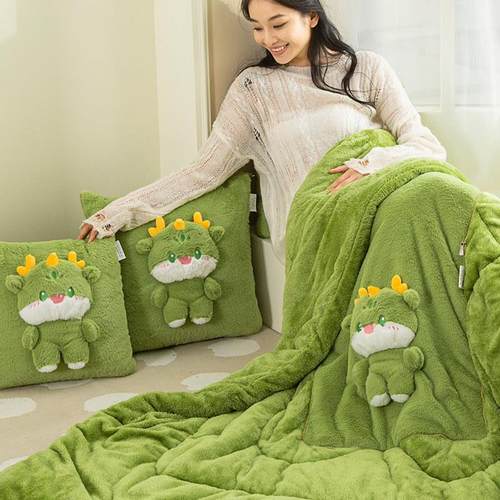 秋冬加厚抱枕被子两用午睡车上枕头毯子二合一可收纳午休汽车靠枕