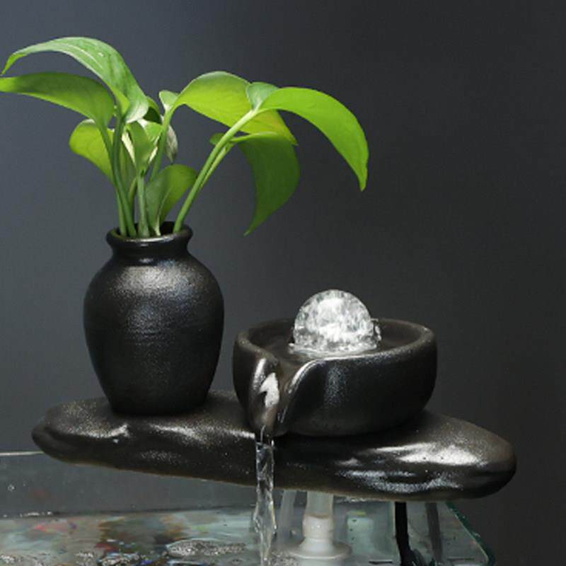 陶瓷玻璃鱼缸流水招财摆件开 业礼品桌面办公室客厅室内装饰品 - 小昌工厂店出品