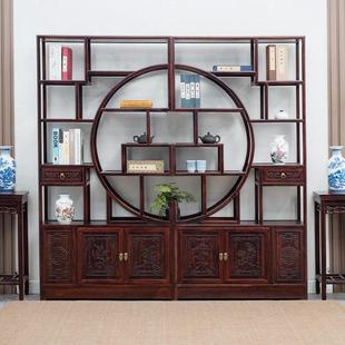 博古架实木多宝阁家用置物架隔断书架办公室澳洲酸枝木新中式简约