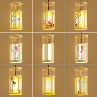 禅意中式茶室竹编吊灯民宿饭厅农庄餐桌吊灯创意编织竹艺灯笼罩