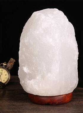 喜马拉雅S级天然盐灯 白盐水晶灯 白色岩盐灯 养生台灯伴睡小夜灯